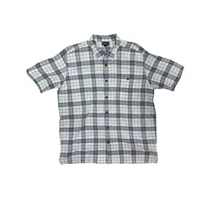 Patagonia Mens AC‎ Button Down Shirt Organic Cotton Plaid Blue 2XL XXL 52921